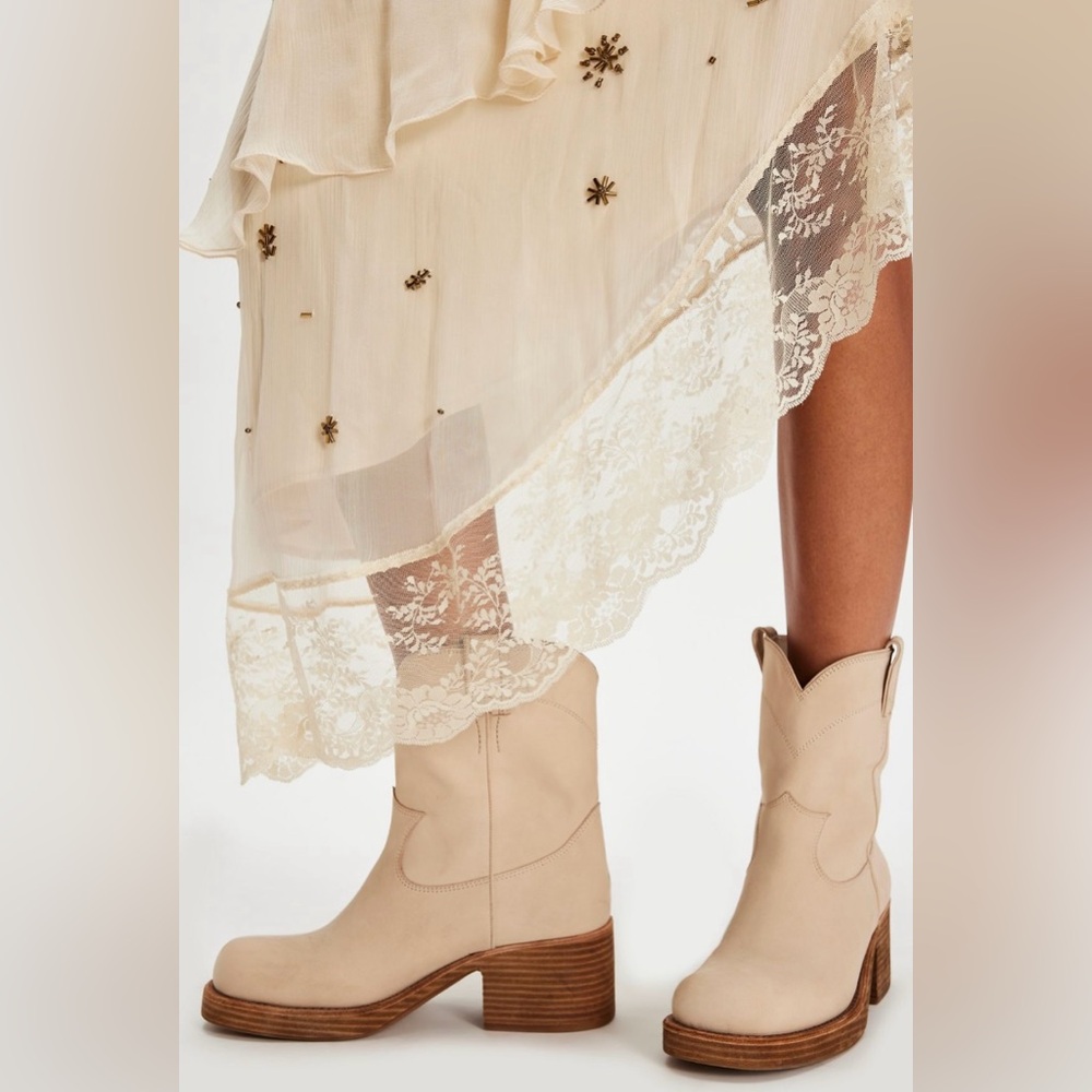 Jeffrey Campbell Sleepy Cowboy Ankle Boots in Ivory Nubuck